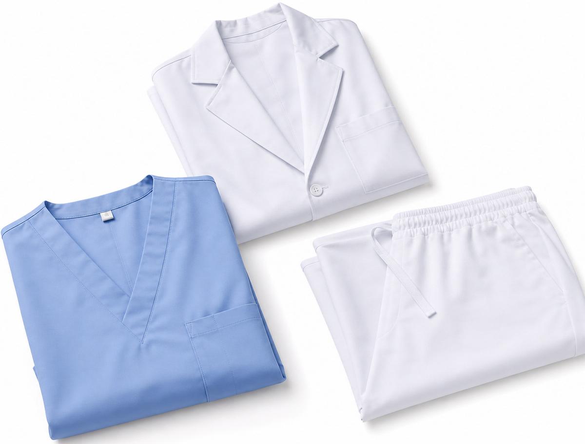 Uniformes sanitarios doblados